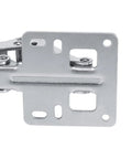 Close-up of 170 Degree Hydraulic Soft Close Cabinet Hinge for 16 to 40mm doors, beefy carbon steel, silver finish