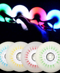 Light Up Inline Skate Wheels 4 Pack With Bearings For Rollerblades 60mm To 110mm Size Range Durable 90A PU White Luminous Flash