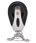Rugged Nylon Sheave Block Head for Sailboats and Fitness Gear, 316 stainless steel, low friction, front view of durable design