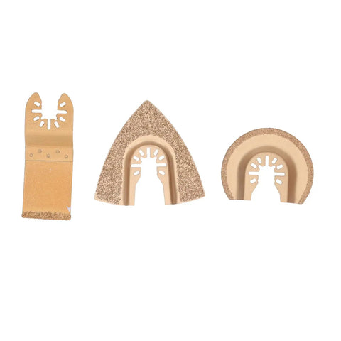 Oscillating Saw Blade Set for Tile and Marble Brazed Emery Multitool Blades 3 Piece Rectangle and Semicircle Blades