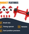 Tuxihapp 9-piece car camshaft timing tool kit; red plastic twin-cam clamps with metal rods and spacers