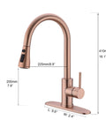 Brushed Gold Kitchen Faucet With Pull Down Sprayer And 360 Degree Rotating Gooseneck Lead Free Brass High Arc Spout