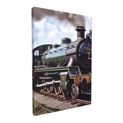 Steam Locomotive Train Wall Art Canvas Print Ready To Hang 12x18 Inch Cotton Canvas Poster angled view
