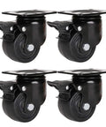 Built Tough Heavy Duty Nylon Caster Wheels Set Of Four Rock Solid Silent Roll Swivel Casters With Smooth Glide Plate Mount, black nylon