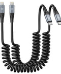 Coiled USB C to Lightning Cable 3Ft 2 Pack for Car Fast Charging, Retractable iPhone Charger Cord Tangle-Free In Car