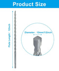 SDS Plus rotary hammer drill bit, 1/2 in diameter by 12 in length, carbide-tipped masonry bit for concrete.