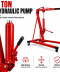 5000 Lbs Folding Engine Hoist Cherry Picker Crane Hydraulic Pump Heavy Duty Alloy Steel Frame Grease Monkey Approved For Auto Repair Shop Engine Lifting Gear That Slaps And Gets The Job Done, showing 8-ton hydraulic pump features.