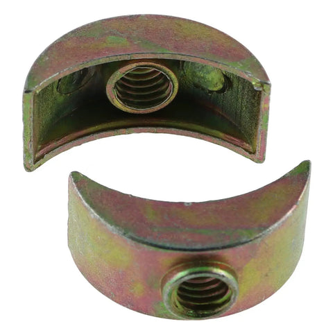 Heavy Duty Zinc Alloy Half Moon Wedge Nuts And Crescent Spacers For Furniture Joinery Rust Proof M6 Hardware close-up view