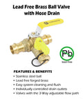Beefy Workhorse Three Quarters Inch Press Full Port Ball Valve With Drain And Reversible Handle In Lead Free Brass Three Way T Flow