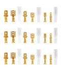 Dope Set Of 210 Insulated Spade Crimp Terminals In 2.8mm 4.8mm And 6.3mm Sizes Perfect Seal For Electrical Wire Connectors And Crimping Terminal Assortment Kit That Gets The Job Done Right. Gold insulated spade crimp terminals with white sleeves, assorted sizes