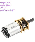 6V 15RPM Micro DC Gear Motor With Metal Gearbox, 10mm Output Shaft, 1 to 298 Reduction, 0.5W, Ideal For RC Cars, Robots, DIY Projects