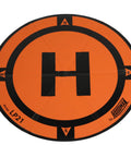 Top view of orange and black Weighted Trifold UAV Drone Landing Pad LP21 for Mini 4 Pro Mini 3 Pro Mavic Spark, labeled LP21.