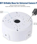 Universal Security Camera Junction Box Plastic Cable Management Box 3-Pack Fits Most Cameras Up To 4.3 Inches Dome Turret And Bullet Styles, Keeps Wires Neat And Protected For Indoor Or Outdoor Installations. DIY drillable ABS plastic camera junction box with pre-marked holes