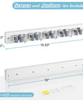 Heavy Duty Wall Mount Mop And Broom Organizer With Five Slots And Four Hooks For Laundry Room Closet Kitchen Garage Storage