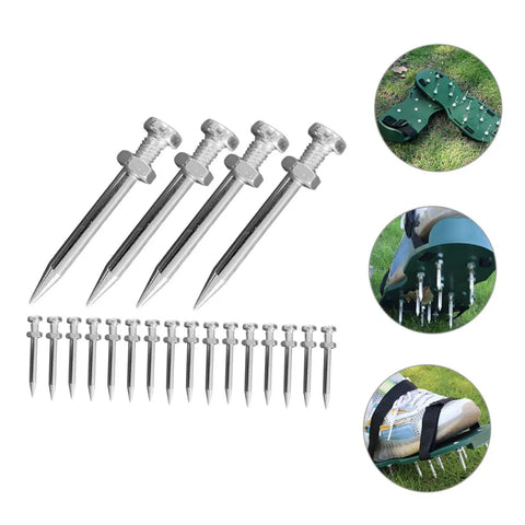 20 Piece Lawn Aerator Shoes Spikes Replacement Metal Pegs For Garden Soil Aeration And Lawn Care Tools; spikes, shoes, ground use.