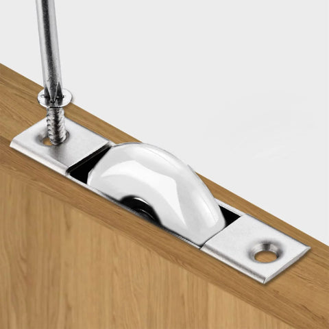 Installed 5 Pack White Screen Door Rollers With 29mm Diameter Nylon Wheel And Stainless Steel Shell Electroplating Finish