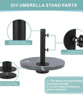 Diagram showing parts of Fits 0.75 To 1.5 Inch Diameter Umbrella Poles Universal Clamp Mount Table Bracket Granite Umbrella Stand Tube