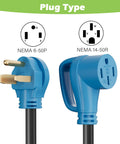 Nema 6-50P To 14-50R EV Charger Adapter Cord plugs; featuring rugged design for Tesla Level 2 Charging.