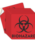 Heavy Duty 12 Pack Biohazard Stickers 6X6 Inches Real Thick Vinyl Decals Self Adhesive stacked on a white background.