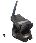 Six Inch Tilt And Swivel Milling Machine Vise Heavy Duty Cast Iron Base with adjustable jaws for precise clamping.