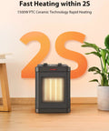1500W Small Space Heater For Indoor Use With PTC Ceramic Heating Thermostat Three Modes Quiet Safe Heat On Floor