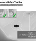 Instruction guide showing how to measure ceramic toilet hole diameter for Rust Resistant Universal Toilet Seat Bolts And Nuts Kit.