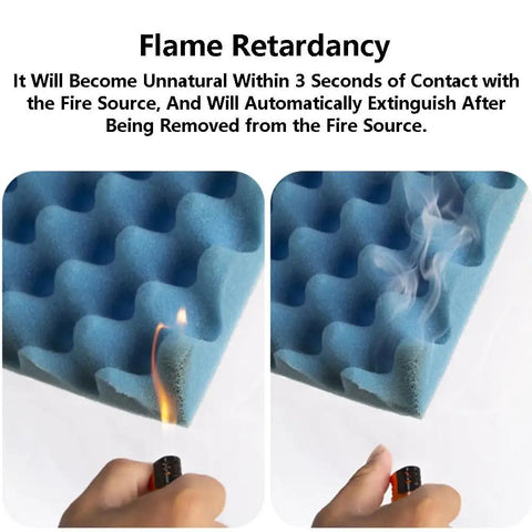 Flame retardant feature of Killer Soundproofing Foam Roll for Studio Noise Control, demonstrating self-extinguishing properties.