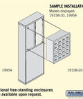 Sample installation diagram of Built Tough Cell Phone Storage Locker With Recessed Wall Mount And Dead Simple Combo Locks In Classic Bronze Finish.