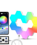 Hexagon LED Wall Panels With App Control And Music Sync, RGB Hex Tiles For Gaming Rooms Or Bedrooms with phone app display