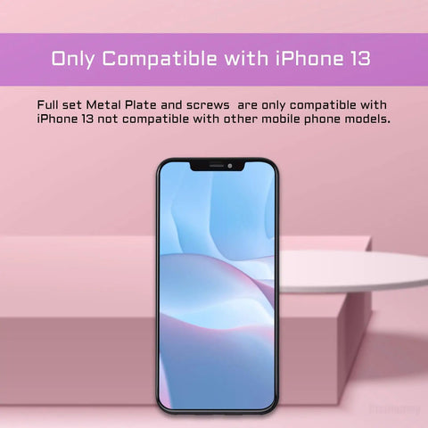 Complete Inner Screws Set And Full Internal Metal Bracket Kit For iPhone 13 Repair DIY displayed with compatible text