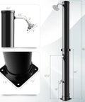 Solar Heated Outdoor Shower With 10 Gallon Tank 360 Degree Rotating Shower Head Foot Tap Freestanding 7.2 Ft Kit