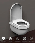 D Shape Toilet Seat With Soft Close Quick Release For Easy Clean Design Adjustable Length Fits Standard Toilets Non Slip White