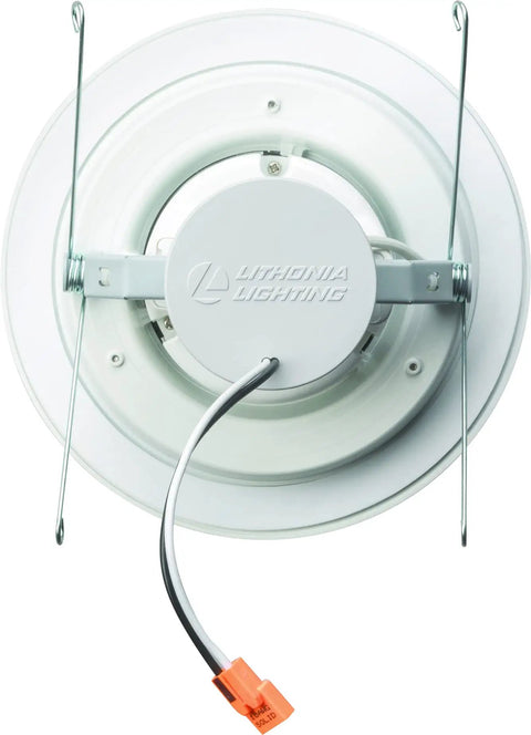 Back view of a 6-Inch Round Wireless Speaker Downlight LED With 4000K Cool White, 700 Lumens, white trim mounting fixture.