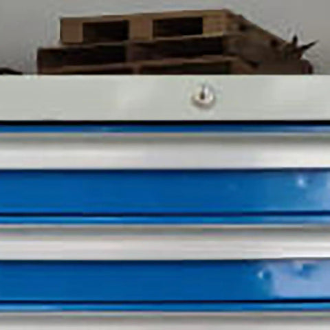 Heavy Duty Metal Tool Cabinet With Lockable Steel Chest, Large Capacity Garage Workshop Storage Cabinet For Tools, Rugged Construction, Durable Steel Tool Chest For Home Garage And Commercial Shop Organization blue steel tool cabinet front view with lock