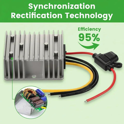 High Efficiency 16V-72V to 12V 10A Buck Converter for Golf Carts E Bikes RVs and Forklifts 120W DC-DC Power Regulator with cables