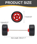 Four Piece 1 To 64 Scale Wheels And Tires Set For RC Diecast Cars And DIY Models, 5 Spoke Red Rims, Product Size Dimensions