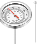 Pro Grade Extendable 39.4 Inch Compost Thermometer With Stainless Steel Stem, Waterproof Soil Temperature Gauge for Celsius and Fahrenheit Readings, Heavy Duty Deep Pile Monitoring, Includes Composting Temperature Guide, Durable Garden Tool. Round dial with stainless steel stem