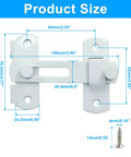 Two Pack Flip Latch Lock Set 3.94 Inch By 2.77 Inch White Stainless Steel Barn Door Latches with size dimensions visible