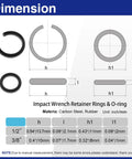 Big Sixteen Piece Impact Wrench Ring Kit With One Half Inch And Three Eighths Inch Friction Rings And O Rings Includes Anvil Install Tool
