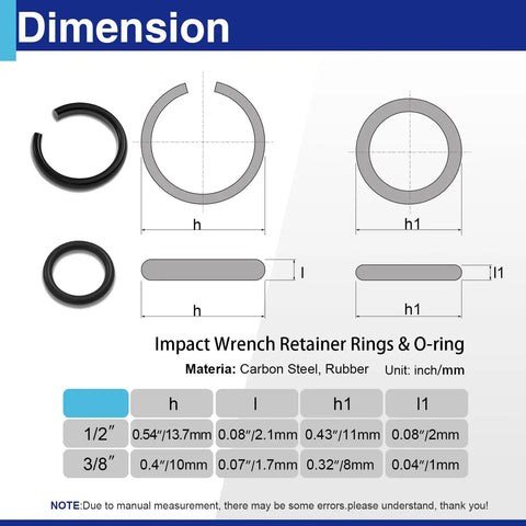 Big Sixteen Piece Impact Wrench Ring Kit With One Half Inch And Three Eighths Inch Friction Rings And O Rings Includes Anvil Install Tool