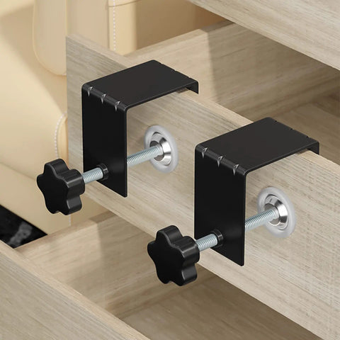 Heavy Duty C Clamp Set for Cabinet Installations, 304 Stainless Steel Adjustable Clamps, 2 Pack, installed on drawer
