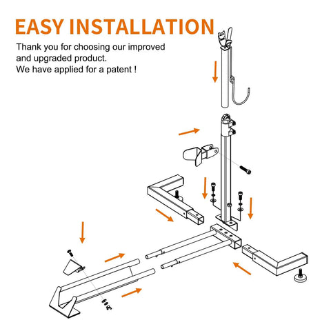 Vertical Bike Rack For Garage And Indoor Storage installation guide with labeled parts and arrows for easy wall mount setup.
