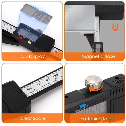 Digital Height Gauge 0 To 150mm With Magnetic Base, Easy Reading LCD in inches or metric, clear scale, fastening knob visible