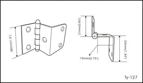 Heavy Duty Steel Cabinet Hinges Semi Concealed Mount For Flush Plywood Doors And Storage Trunks Drop Dead Solid Antiqued Brass Finish dimensions diagram