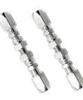 Two chrome-plated hydraulic hose repair fittings, 3/8 inch inner diameter, reusable 2-wire type