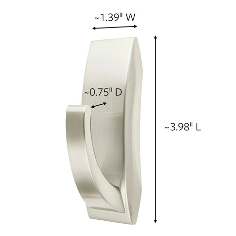 Dimensions of Large Metal Bath Hook In Satin Nickel With Water Resistant Strips No Tools Needed Holds Up To 5 Lbs Damage Free