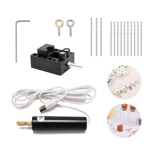 Kickass Rechargeable Electric Drill With Extended Battery Life And Precision Bits For Heavy Duty Diy Tasks And Quick Home Fixes Without Any Sweat Or Frequent Charging with accessories, drill bits, and a USB charging cable.