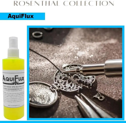 Aquiflux Silver Flux For Jewelry Soldering Low Residue Liquid Flux For Clean Gold And Silver Joints 8 Oz bottle with jewelry tool