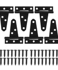 6 Pack 2 Inch Heavy Duty T Strap Hinges for Outdoor Gates and Barn Doors Black Iron Gate Hinge Set with screws