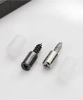Heavy Duty Self Tapping Screws For Cabinet Laminate Support 50 Piece Cross Laminated Board Fasteners, black and silver designs with plastic covers.